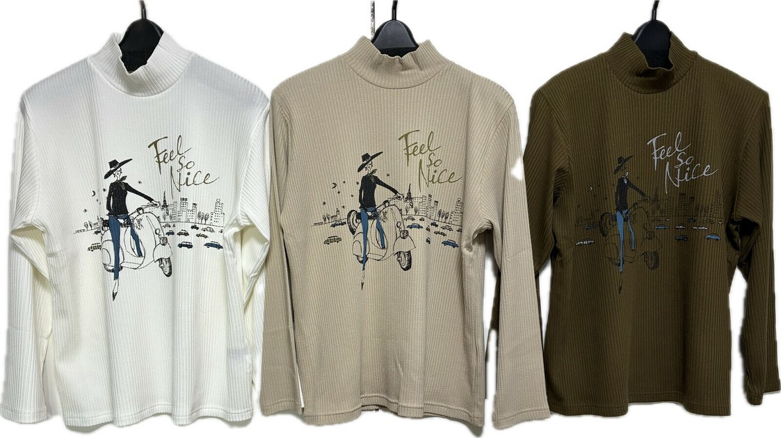 Pre-order T-shirt High-Neck Printed Cut-and-sew 3-colors