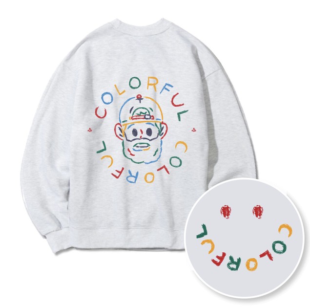 2025秋冬新作】カラフルFACEイラストプリントトレーナーの商品