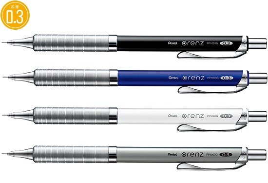 Pentel Orenz Metal Grip Type Mechanical Pencils 0.3mm Black XPP1003G-A 