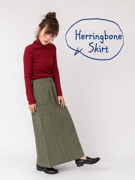 cotton herringbone skirt