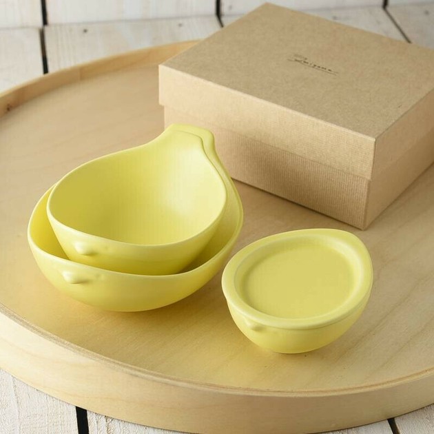 With Box Kids Plates Set Miyama Cotori Bowl 3 Pcs Set Yellow Mat Mino Ware Import Japanese Products At Wholesale Prices Super Delivery