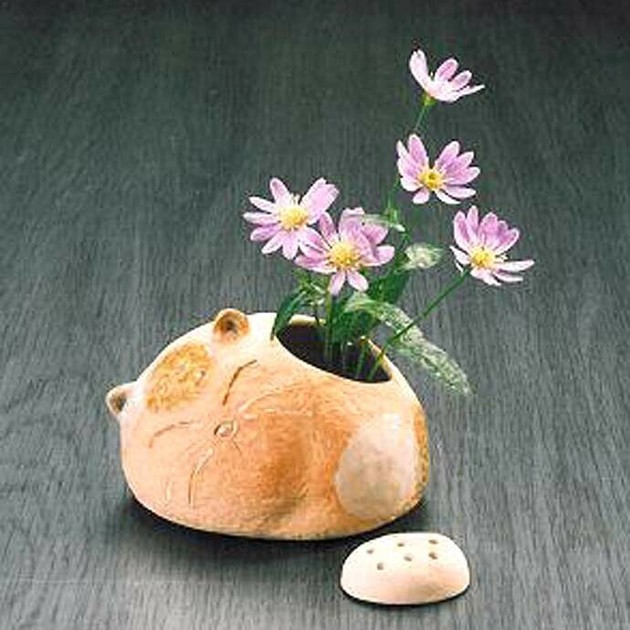 Vase Flower Stand Up Ceramic Flower Flower Vase Cat Animal Flower