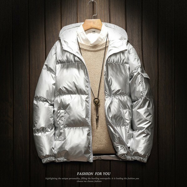Down Jacket Men S Insulated Jacket Kilting Jacket Casual Silver