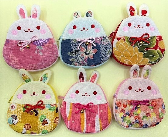 rabbit pouch japanese pattern crape