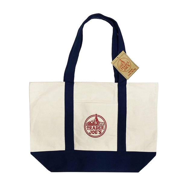 NEW TRADER JOE'S QTY 2 REUSABLE CLOTH CANVAS HEAVY DUTY TOTE GROCERY ECO BAGS 