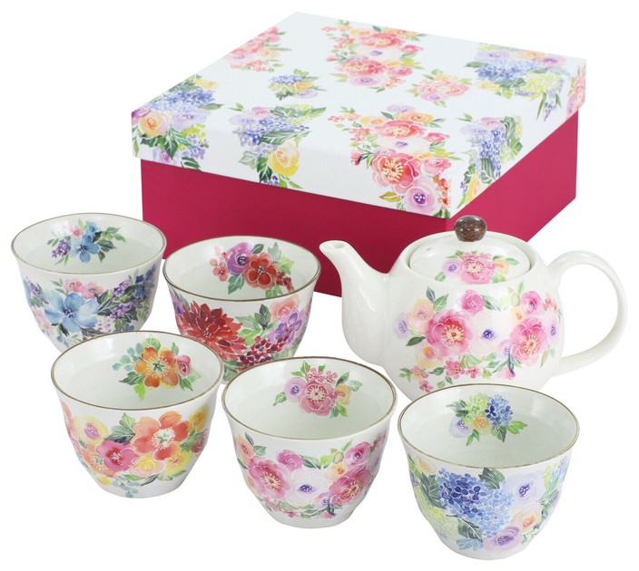 当店だけの限定モデル □美濃焼ギフト□花音色5客ポット茶器の商品ページ｜卸・仕入れ 工芸品