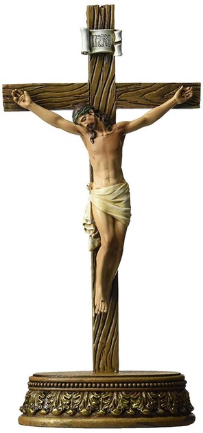 2ピースセット イエス・キリスト十字架 彫像 彫刻 置物/カトリック教会 