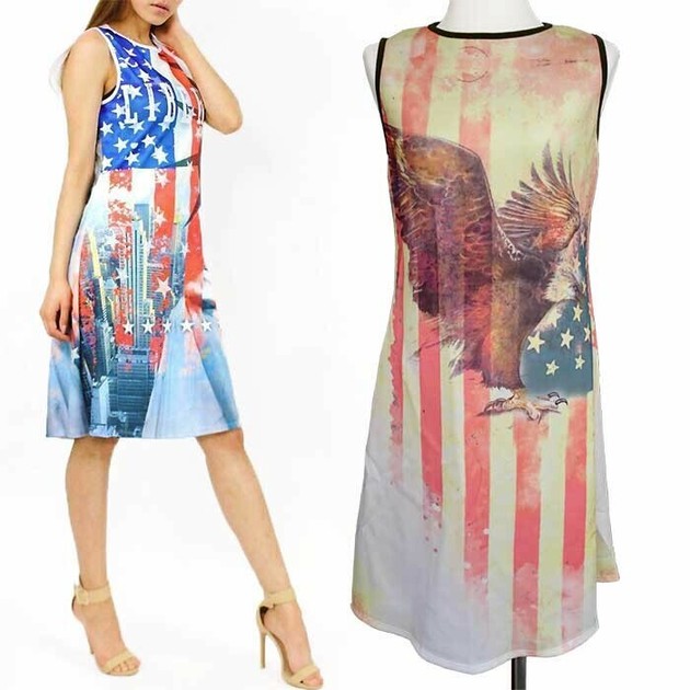 America Print Sleeveless One Piece Dress Multi Color 2 Type A6 721 5 7 Import Japanese Products At Wholesale Prices Super Delivery