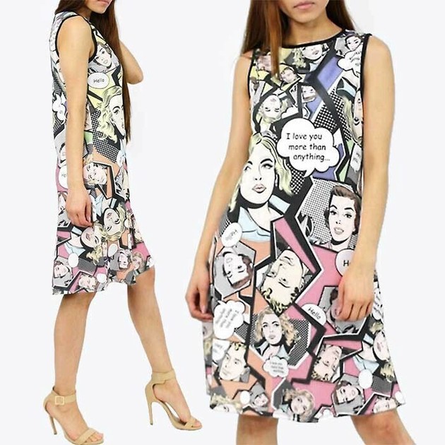 American Comic Print Sleeveless One Piece Dress Multi Color A6 721 4 1 Import Japanese Products At Wholesale Prices Super Delivery