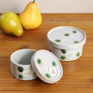 「便利な器」　織部椿　丸蓋物（大）（小）