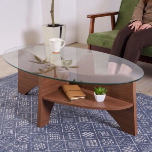 テーブル センターテーブル ローテーブル 天然木 リビングテーブル 幅105 木製 オーバルテーブル