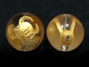 【彫刻ビーズ】水晶 12mm (金彫り) 12星座「牡牛座」
