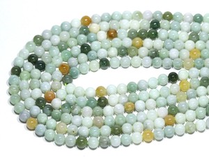 【丸ビーズ】本翡翠(マルチカラー) 6mm【天然石 パワーストーン】