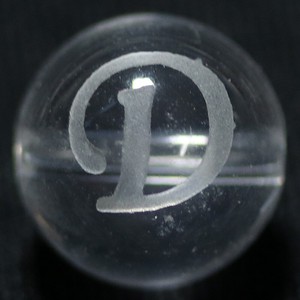 【彫刻ビーズ】水晶 12mm (素彫り) アルファベット「D」
