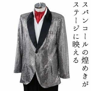【メンズ衣装】★衿配色スパンコールジャケット（紳士用）★司会 カラオケ コーラス ステージ衣装