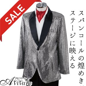 【在庫限りセール】衿配色スパンコールジャケット（紳士用）★メンズ 司会 カラオケ コーラス ステージ衣装