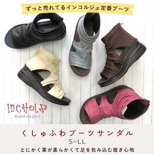 新色追加　本革  後ろファスナー　ブーツサンダルブーサン　楽々ソール【S/M/L/LL】