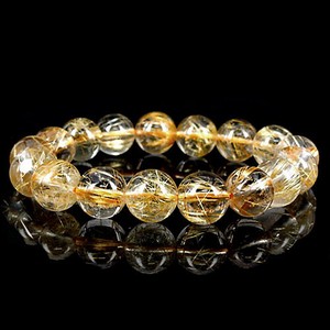 Gemstone Bracelet Rutile Quartz Natural Stone 12mm