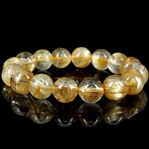 Gemstone Bracelet Rutile Quartz Natural Stone 13mm