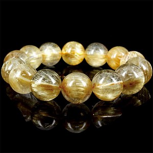 Gemstone Bracelet Rutile Quartz Natural Stone 16mm
