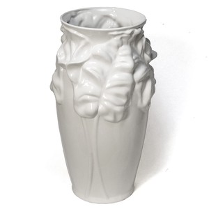 【ポルトガル製】陶器 おしゃれ 傘立て ホワイト フラワー レリーフ カラーのモダンなデザイン