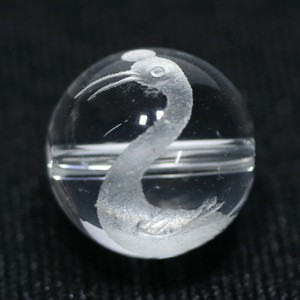 【彫刻ビーズ】水晶 12mm ツル (素彫り) (数量限定商品)【天然石 パワーストーン】