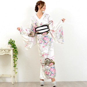 【再入荷】0232帯付き花魁シリーズ☆和柄サテン着物ロングドレス