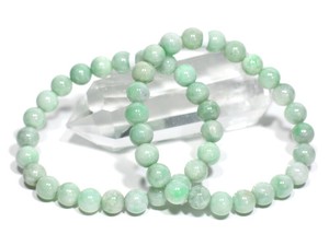 ☆高品質☆【ブレスレット】日本翡翠 (糸魚川産) 草色 (約8mm)【天然石 パワーストーン】