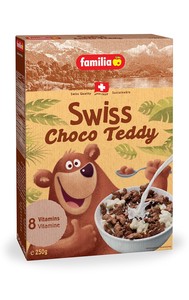 スイス チョコテディ(シリアル)【ココア味とホワイトチョコ・コーティングの可愛いクマの形】