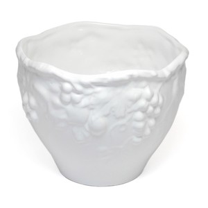 ポルトガル製  植木鉢 陶器 《底穴あり》 ホワイト グレープ ガーデニング  直植え用 22cm 6号鉢用