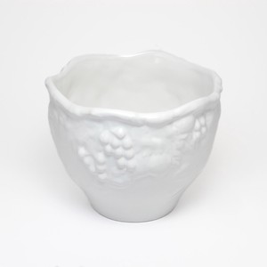 ポルトガル製 植木鉢 陶器 底穴あり ホワイト グレープ  ガーデニング 17cm