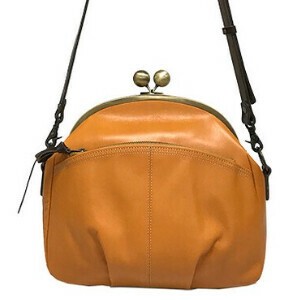 ★人気アイテム★レトロ【キューズ】日本製 レザーバッグ 本革×がま口 ショルダーバッグ