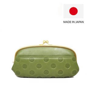 Long Wallet Zucchero Gamaguchi Slim SARAI Genuine Leather Ladies' Polka Dot Made in Japan
