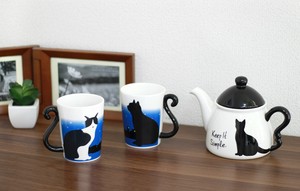 ツインマグ色変わり　夜明け【ねこ/黒猫/猫雑貨/マグカップ/ギフト/ペア/単品】