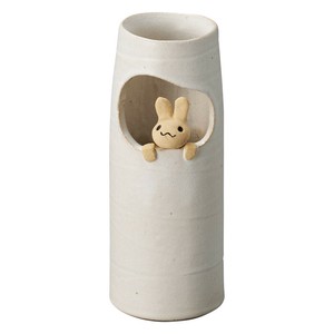 【信楽焼】窓うさぎ筒　花入（日本製）