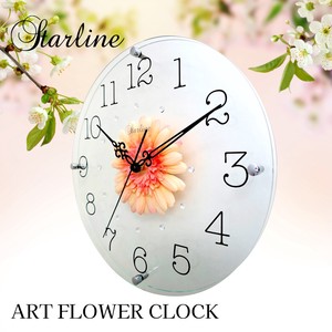 Wall Clock Glasswork Flower Gerbera Made in Japan