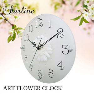 Wall Clock Glasswork Flower Made in Japan