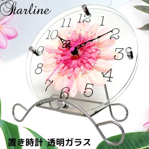 置き時計 時計 テーブルクロック アートフラワークロック ガーベラ ピンク 日本製 STW-1188PK