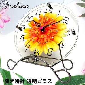 掛け時計 置き時計 日本製 インテリア アナログ 北欧 おしゃれ モダン ガラス製 ハワイアン 花 かわいい