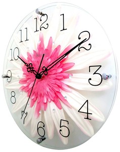 Wall Clock Glasswork Pink Made in Japan Made in Japan
