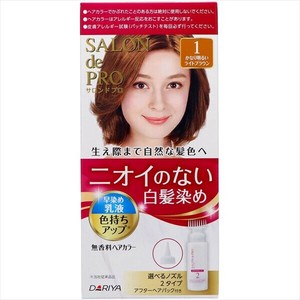 ダリヤ　サロンドプロ無香料ヘアカラー早染め乳液（白髪用）　1　かなり明るいライトブラ