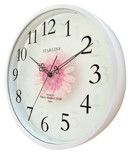 Wall Clock Glasswork Pink Made in Japan Gerbera Made in Japan