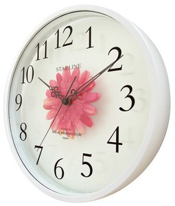 Wall Clock Red Glasswork Made in Japan Gerbera Made in Japan