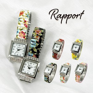 花柄＆クリスタル カラフルでセレブリティな蛇腹の腕時計 レディース ファッション 腕時計