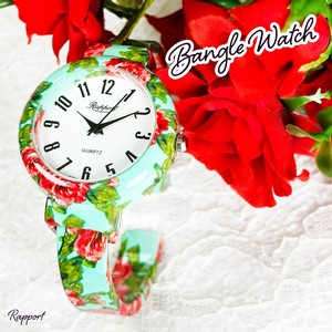 カラフルな柄が可愛いファッションバングルウォッチ　ローズ　レディース腕時計