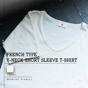 フランスタイプ Vネック Tシャツ オフホワイト