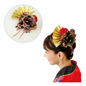 【和柄ステージ小物】ヘアアレンジやアクセントに★和装コサージュ 扇×華★