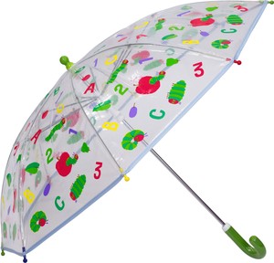 ◆2020新作◆【はらぺこあおむし】子供用雨傘・長傘　総柄ビニール傘　ビニールプリント
