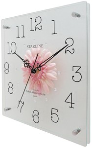Wall Clock Pink Made in Japan Square Gerbera