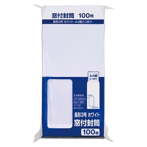 [封筒] マルアイ 窓付封筒 ホワイト 長形3号 80g/m2 100枚入